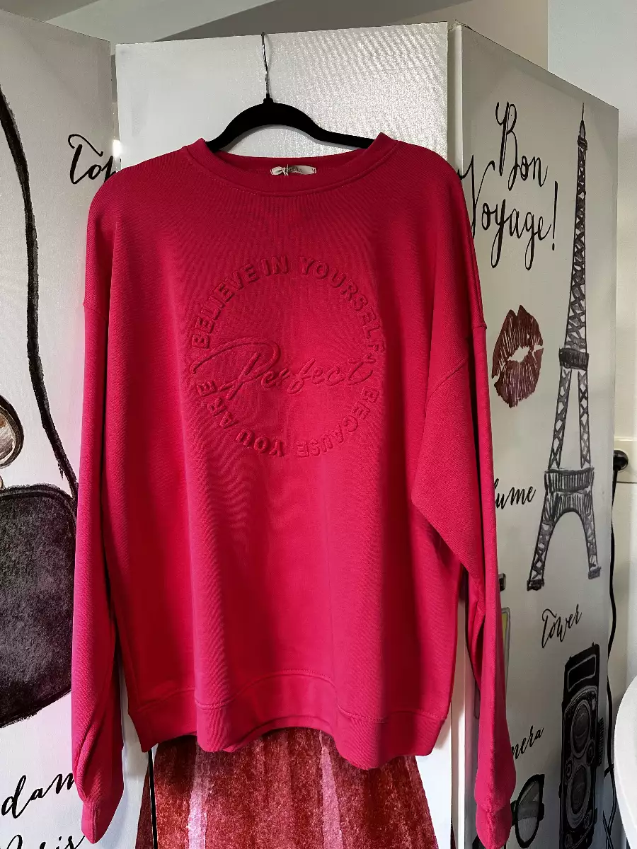 Sweat-shirt oversize rose