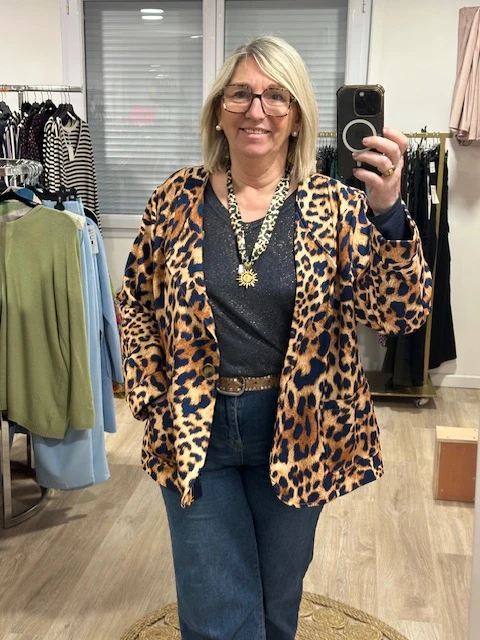 veste léopard marine Belle Taille