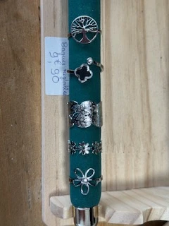 Bague noire et argentée